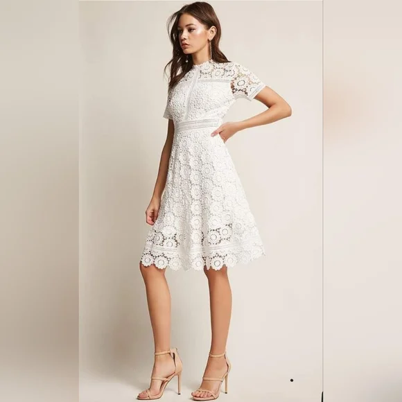 knee length dresses for ladies Cutout Crochet Mini Dress main image 1
